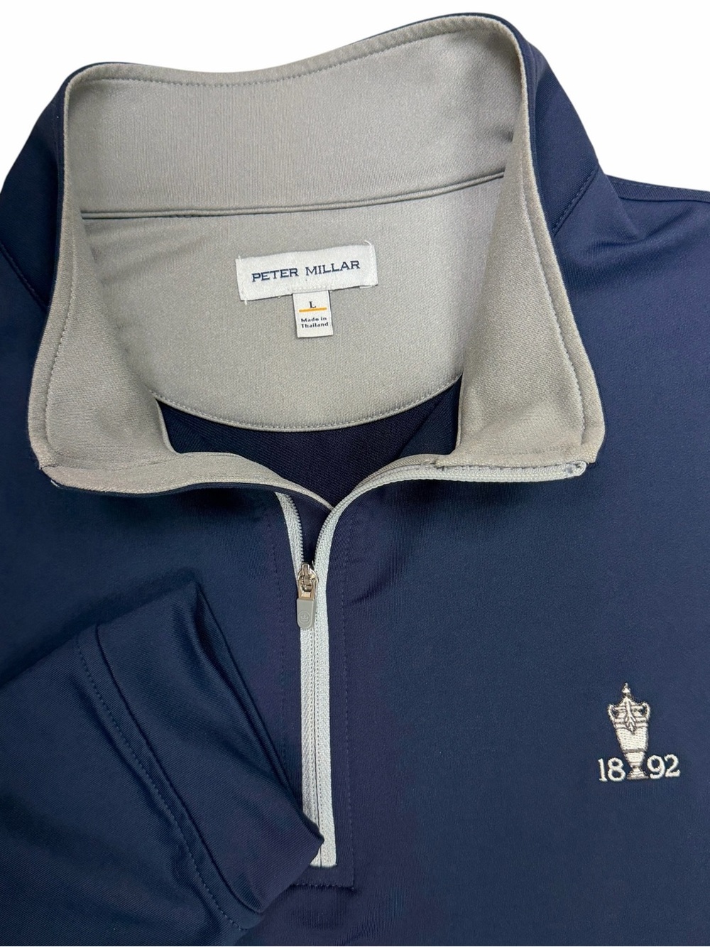 Peter Millar Perth Mens Large Blue Performance Zip Golf Pullover Crown Stretch
